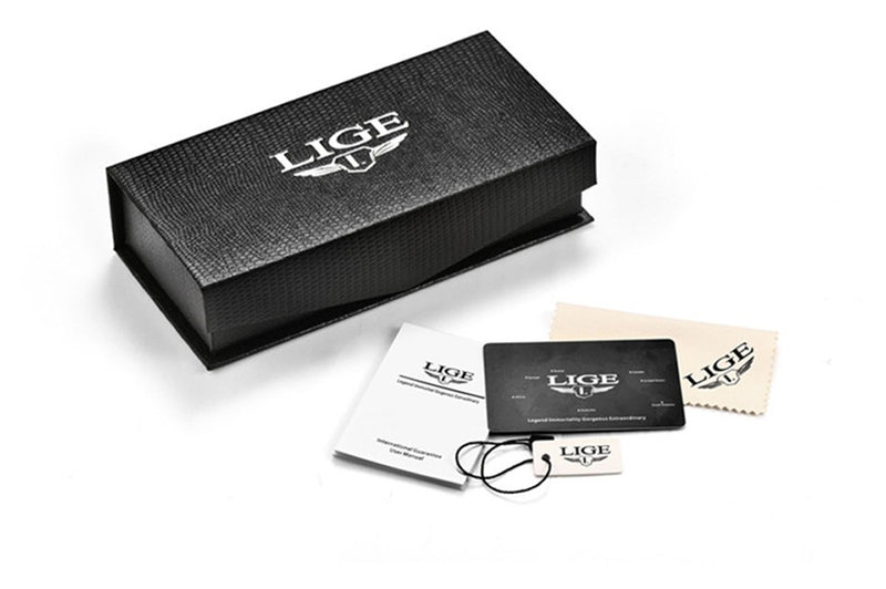 LIGE Moda Mens Relógios Top Marca de Luxo relógio de Pulso Relógio de Quartzo
