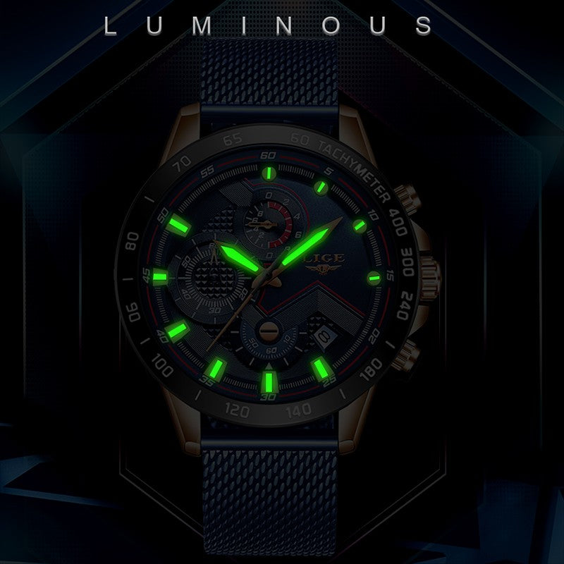 LIGE Moda Mens Relógios Top Marca de Luxo relógio de Pulso Relógio de Quartzo