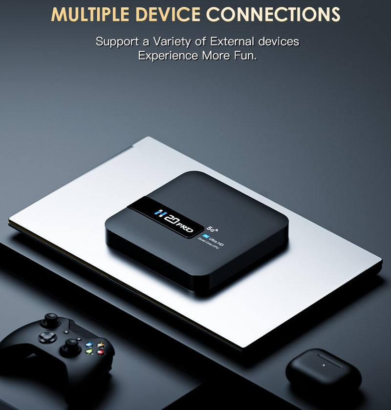 H20 PRO Android TV Box, Android 10.0, 2GB, 16GB, 2.4 e 5G WiFi, 4K Media Player,