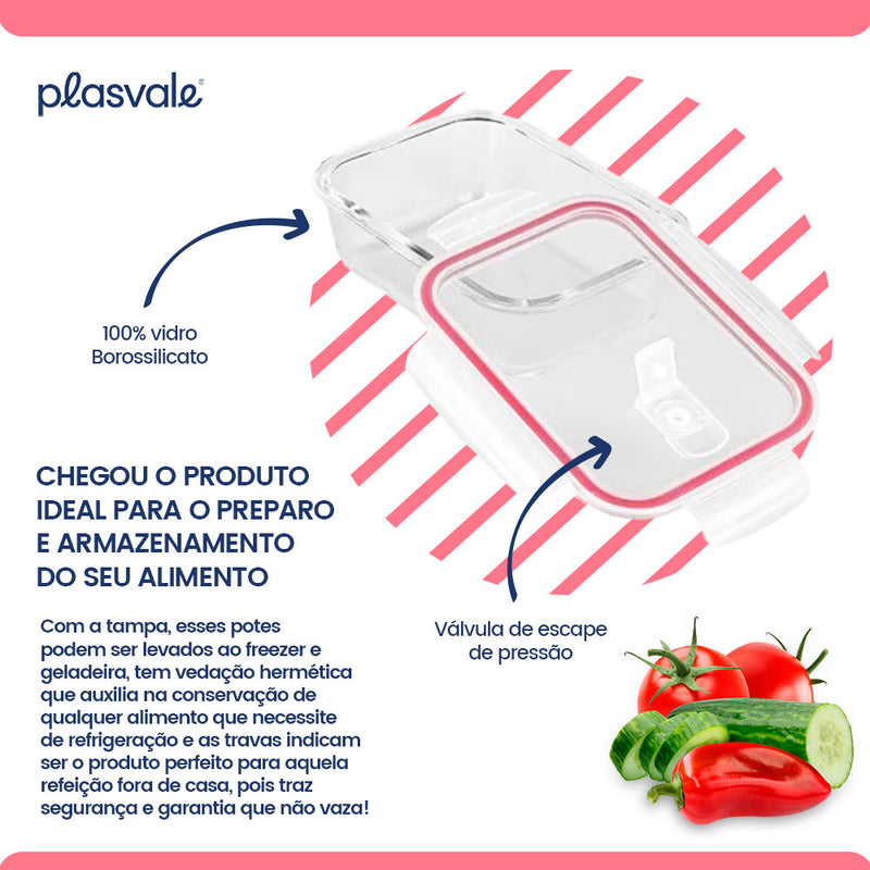 Pote de Vidro Hermético Retangular 370ml: Do Freezer ao Forno
